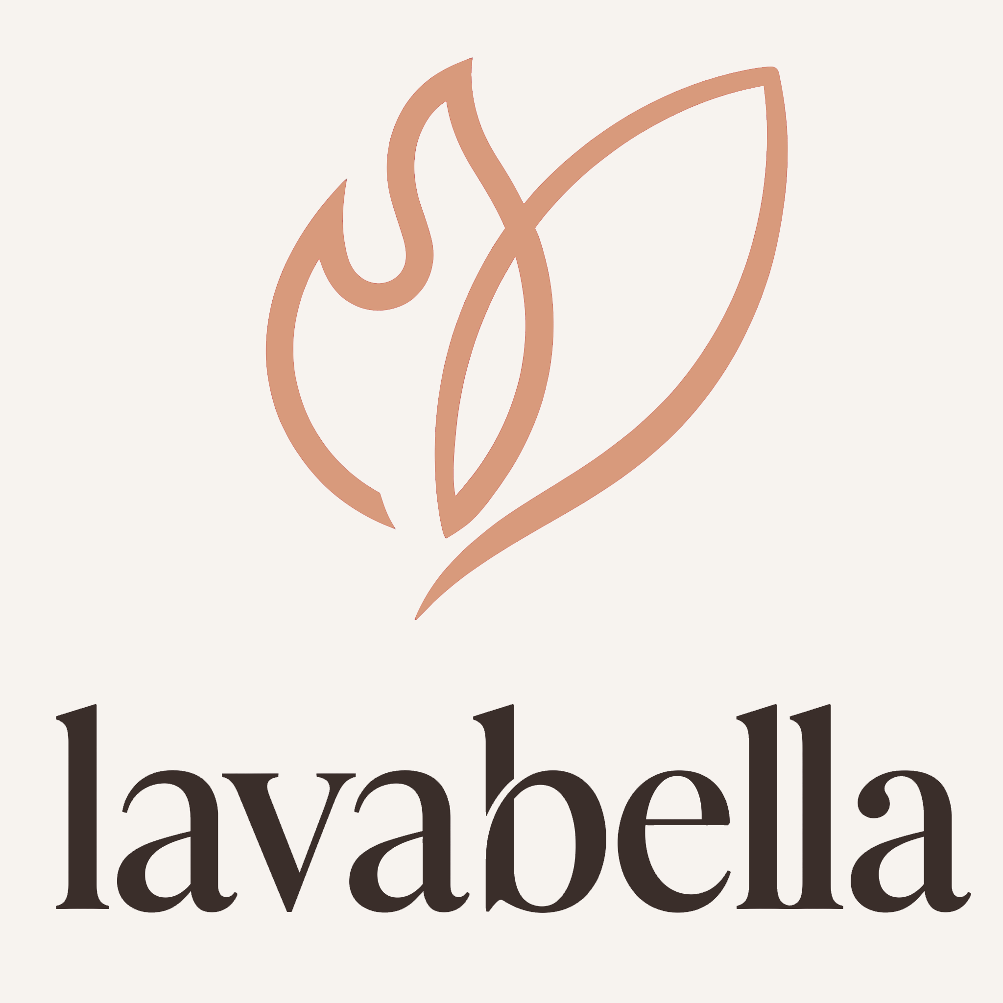 LavaBella — a continuous-line flame-and-leaf mark above the lavabella wordmark